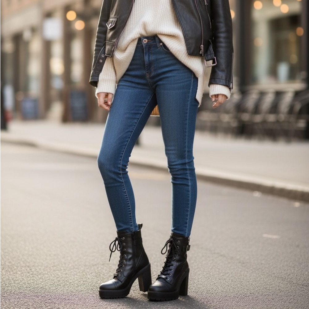 GBG Los Angeles Black Lace-Up Boots